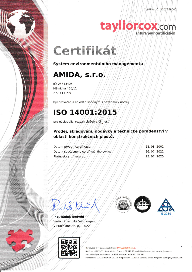 Certifikát ISO 14001 2022-2025