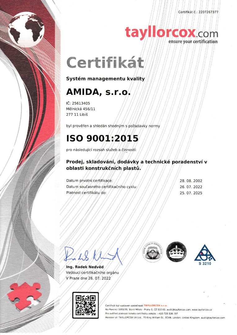Certifikát ISO 9001 2022-2025